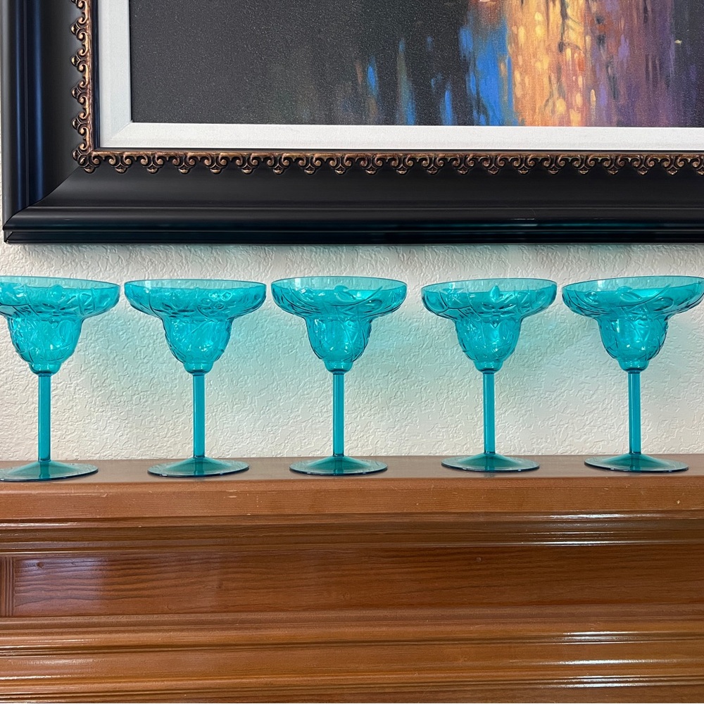 Blue Acrylic Cocktail Glasses - Set of 5